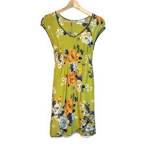 Anthropologie Moulinette Soeurs  Floral Silk Cap Sleeve Dress Size 0 Cottagecore